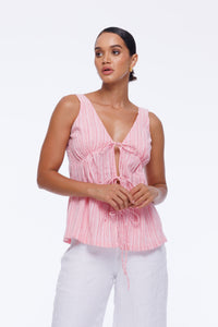 Lucy in the Sky Top - Pink Stripe