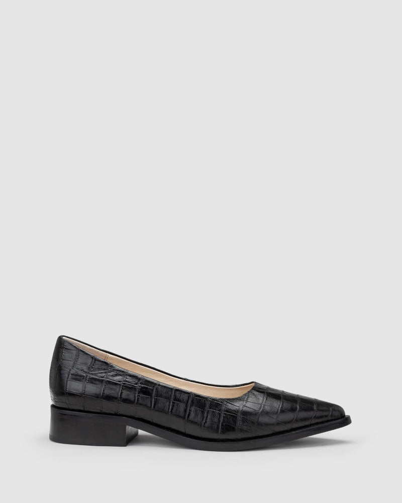 Thea Flat - Black Croc - Premium Flat from Chaos & Harmony - Just $319! Shop now at Chaos & Harmony